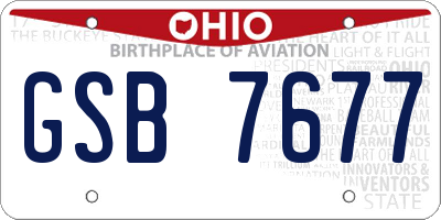 OH license plate GSB7677