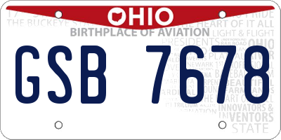 OH license plate GSB7678