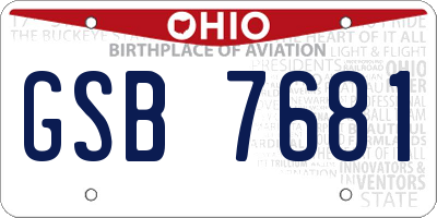 OH license plate GSB7681