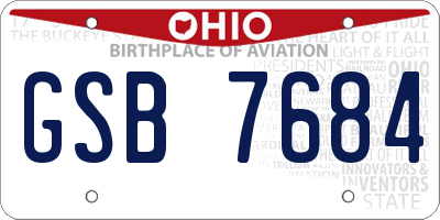 OH license plate GSB7684