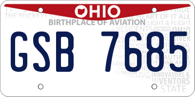 OH license plate GSB7685