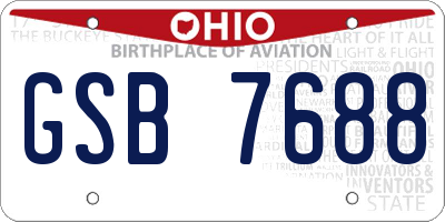 OH license plate GSB7688