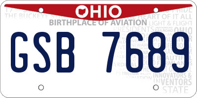 OH license plate GSB7689