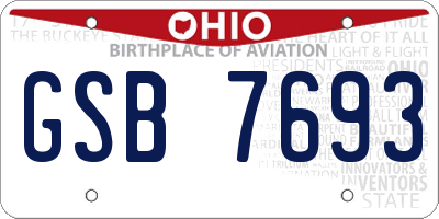 OH license plate GSB7693