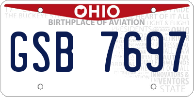 OH license plate GSB7697