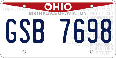 OH license plate GSB7698