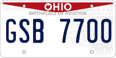 OH license plate GSB7700