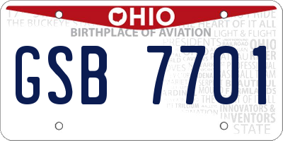 OH license plate GSB7701