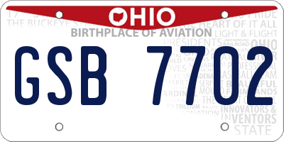 OH license plate GSB7702