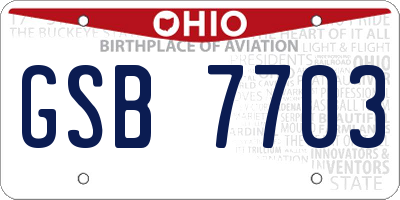 OH license plate GSB7703