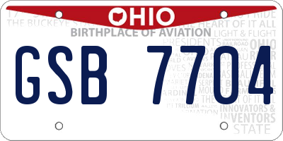 OH license plate GSB7704