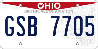 OH license plate GSB7705