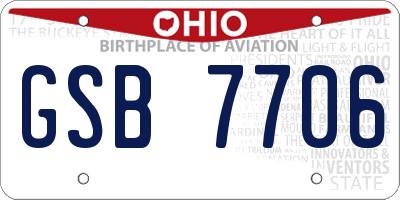 OH license plate GSB7706