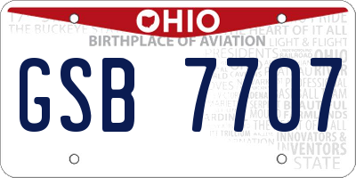 OH license plate GSB7707