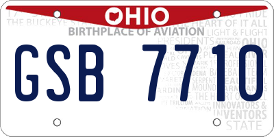 OH license plate GSB7710