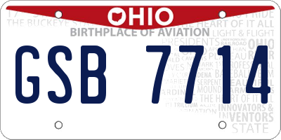 OH license plate GSB7714