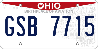 OH license plate GSB7715