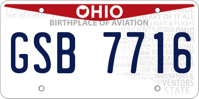 OH license plate GSB7716