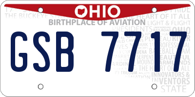 OH license plate GSB7717