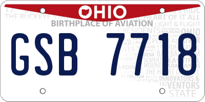 OH license plate GSB7718