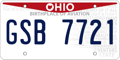 OH license plate GSB7721