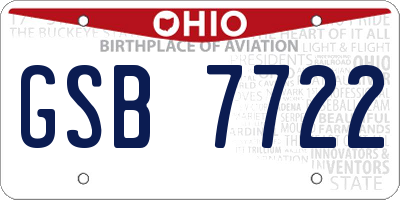 OH license plate GSB7722