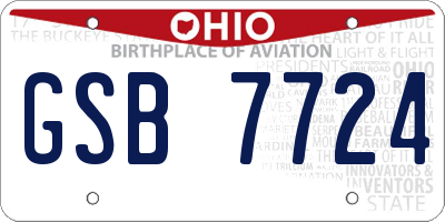 OH license plate GSB7724