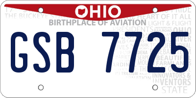 OH license plate GSB7725