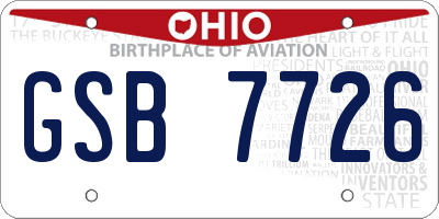 OH license plate GSB7726