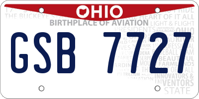 OH license plate GSB7727