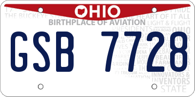 OH license plate GSB7728