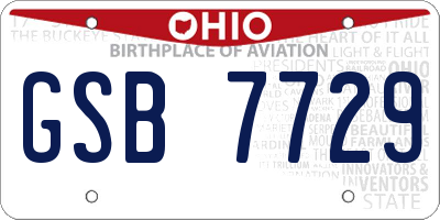 OH license plate GSB7729