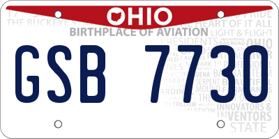 OH license plate GSB7730