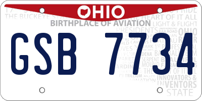 OH license plate GSB7734