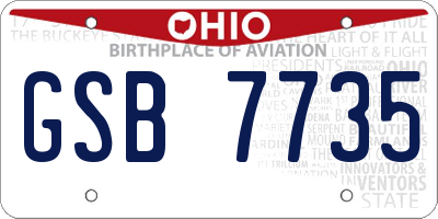 OH license plate GSB7735