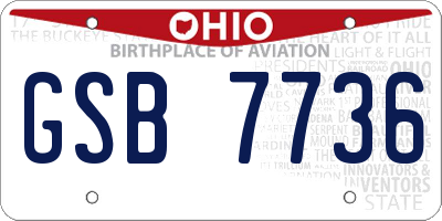 OH license plate GSB7736