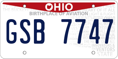 OH license plate GSB7747