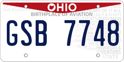 OH license plate GSB7748