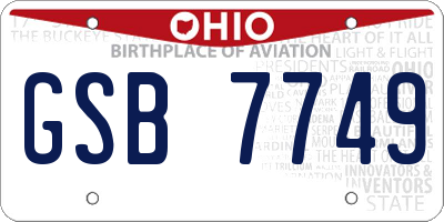 OH license plate GSB7749