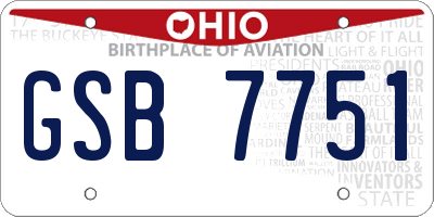 OH license plate GSB7751