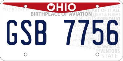 OH license plate GSB7756