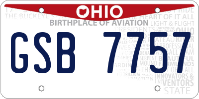 OH license plate GSB7757