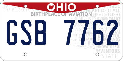 OH license plate GSB7762