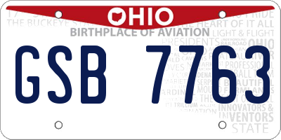 OH license plate GSB7763