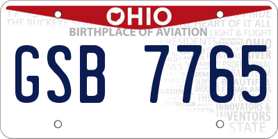 OH license plate GSB7765