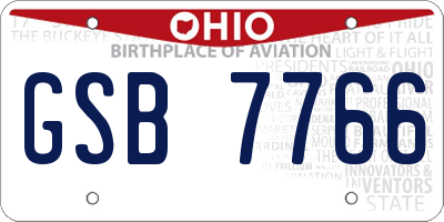 OH license plate GSB7766