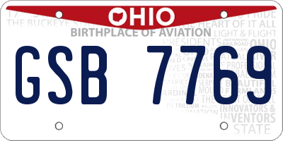 OH license plate GSB7769