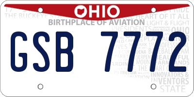 OH license plate GSB7772