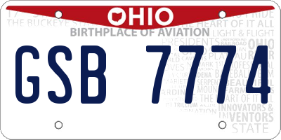OH license plate GSB7774