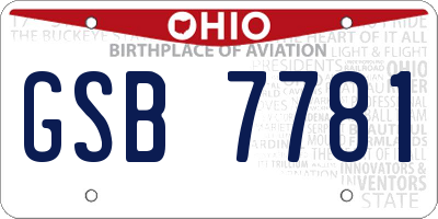 OH license plate GSB7781